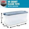 thumbnail image 2 of Rubbermaid 4 Pack Conteneurs de Rangement Transparents à Col Rugueux, Bacs Empilables, 95 Pintes, 2 of 12