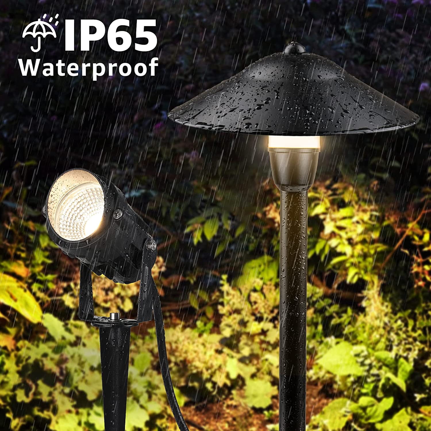 SUNVIE Low Voltage Landscape Lighting Kit with Transformer LED Outdoor Spotlight Path Light for Yard