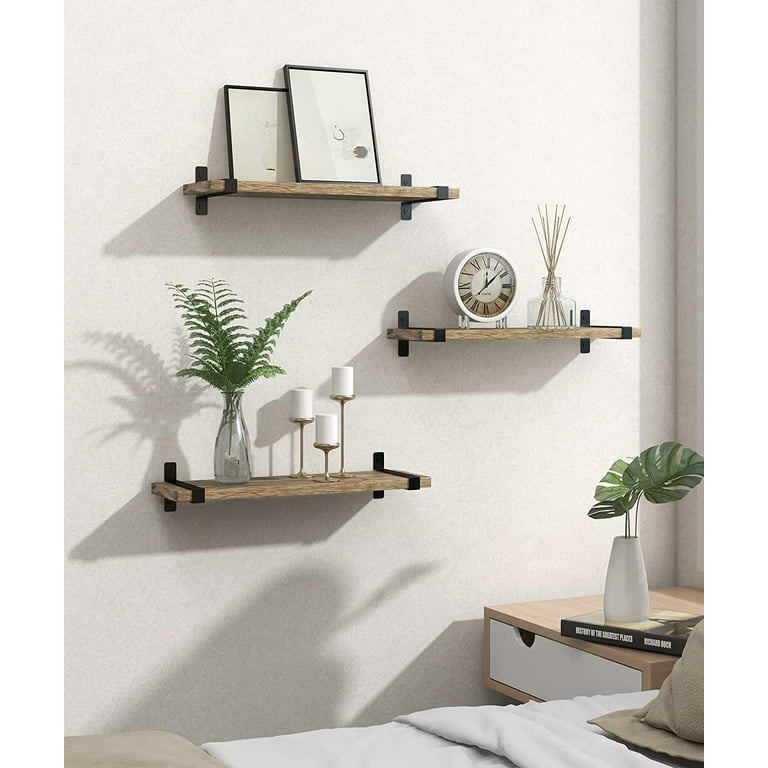 upsimples Floating Shelves for Wall Decor Storage, Black Wall Mounted  Shelves Set of 5, Sturdy Small Wood Shelves Hanging for Bedroom, Living  Room