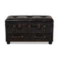 thumbnail image 3 of Callum Modern Transitional Faux Leather Upholstered 2-Drawer Storage Trunk Ottoman, 3 of 5