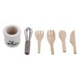 thumbnail image 1 of 1:12 Casa de muñecas Mini cuchillo de madera tenedor batidor de metal tarro juego de accesorios de cocina para muñecas, 1 of 8