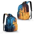 thumbnail image 2 of SEANATIVE 17 Inches Kids Backpack Cute School Bag Stylish Book Bag Back to School Essential Casual Daypack for Elementary Middle School Boys Girls, Fire Print Blue Orange, 2 of 7