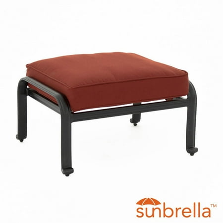 Villa Flora Cast Aluminum Patio Ottoman W/ Sunbrella Canvas Henna Cushions By Lakeview Outdoor Designs