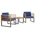 thumbnail image 2 of Gymax 3PCS Acacia Wood Patio Bistro Set Outdoor Conversation Furniture Set w/ Navy Cushions, 2 of 6