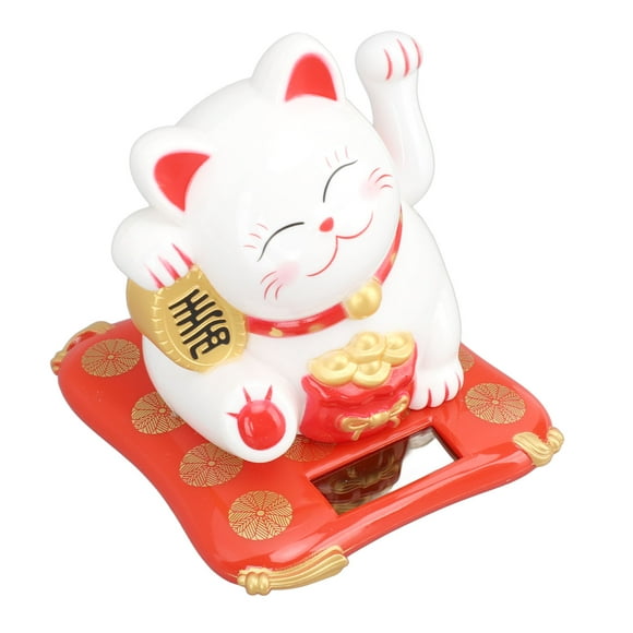 Solar Powered Cute Waving Fortune Cat Car Desktop Decoration Gift Japanese Lucky Cat For Home Car Shops Stores Display Fortune