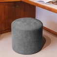 thumbnail image 4 of 19-Inch Wide Round Pouf Ottoman Footstool, Versatile Upholstered Design for Living Room, Bedroom, 4 of 9