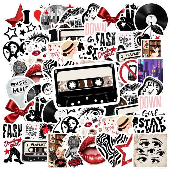 35pcs-50pcs Urban Stickers Vinyl Culture Stickers Retro Fashion Decals for Laptops Suitcases Guitars