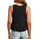 thumbnail image 3 of Camiseta sin mangas estilo babydoll con escote en V, dobladillo con volantes y peplum para mujer, 3 of 6