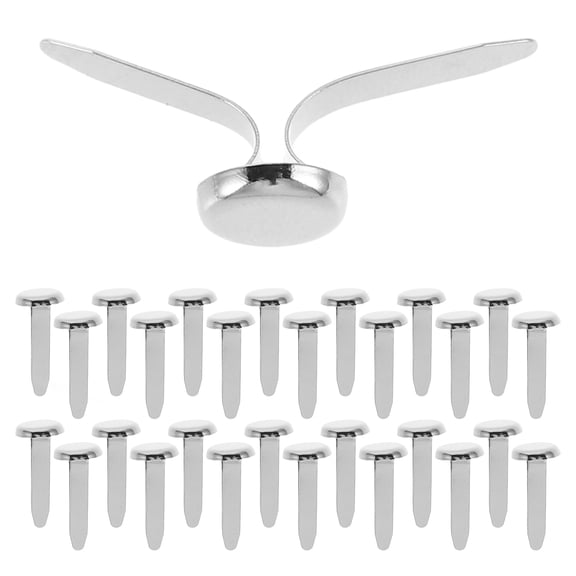 Milisten 200Pcs Plated Silver Metal Brad Fasteners for Crafts Durable Decorative Double Prong Tacks