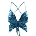 thumbnail image 2 of Blue Tank Tops for Women 2024, Camisole Tops for Women, Women's Solid Color Halter Neck Sequin Butterfly Top Sexy Hot Girl Vest Small Suspenders, M, 2 of 3