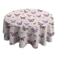 thumbnail image 4 of Beige Butterfly Pattern Round Tablecloth 60"x60",Wrinkle Wipeable Table Cloth for Kitchen Dining Room Picnic Patio Party, 4 of 6