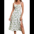 thumbnail image 1 of Vestido Midi con Corsé, Aberturas Fluidas y Cordones para Mujer, Vestido Informal de Verano de Corte A para Fiesta de Té. Verde M, 1 of 7