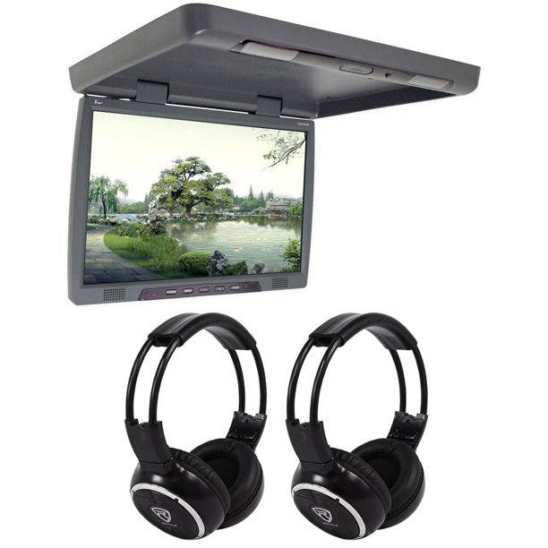 TView T206IR 20" Slim Flip Down Car/Truck Video Monitor + 2 Wireless