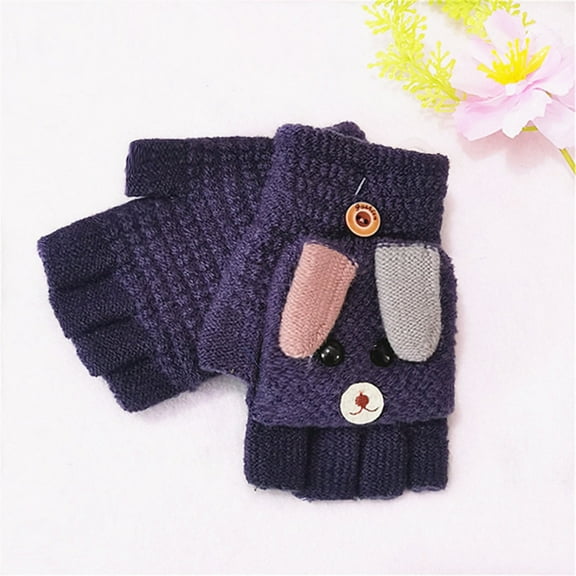 up to 65% off karymi 1 Pairs Kids Winter Convertible Flip Top Gloves Knitted Fingerless Gloves with Mitten Cover for Girls Boys Travel Essentials Camping Essentials