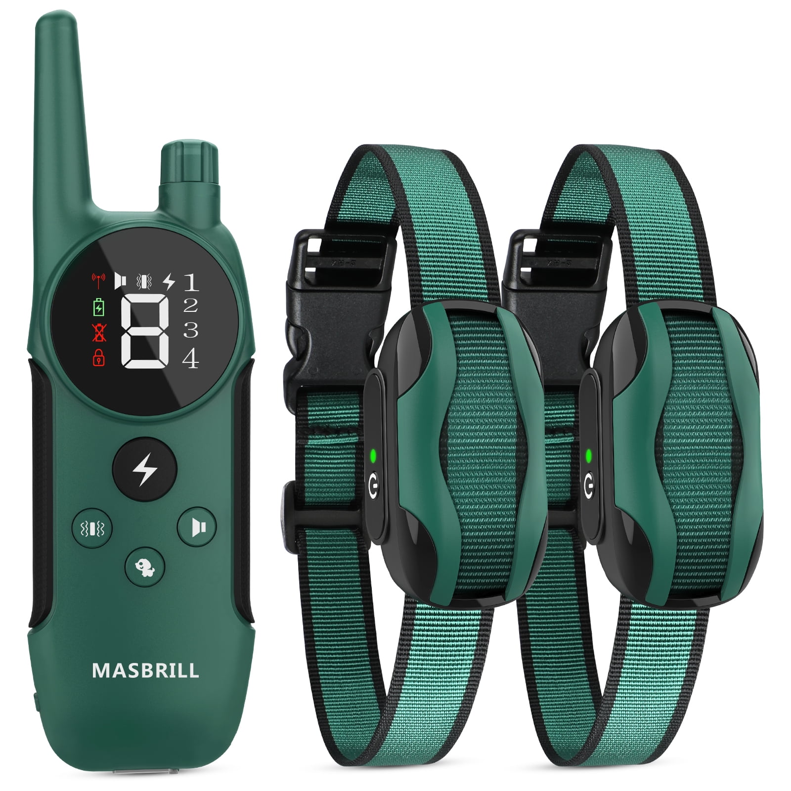 MASBRILL Dog Shock Collar 2 Remotes, Waterproof Rechargeable Electric