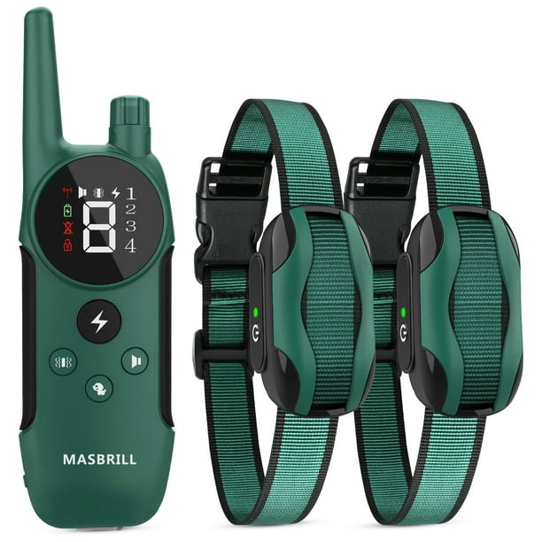 MASBRILL Dog Shock Collar 2 Remotes, Waterproof Rechargeable Electric