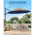 thumbnail image 3 of 10Ft Outdoor Cantilever Umbrella Patio Umbrella Solar LED with Base Included Market Sun Shade Windproof Offset Umbrella with 360-Degree Rotation for Garden Pool Deck BackYard and Patio, Navy Blue, 3 of 8