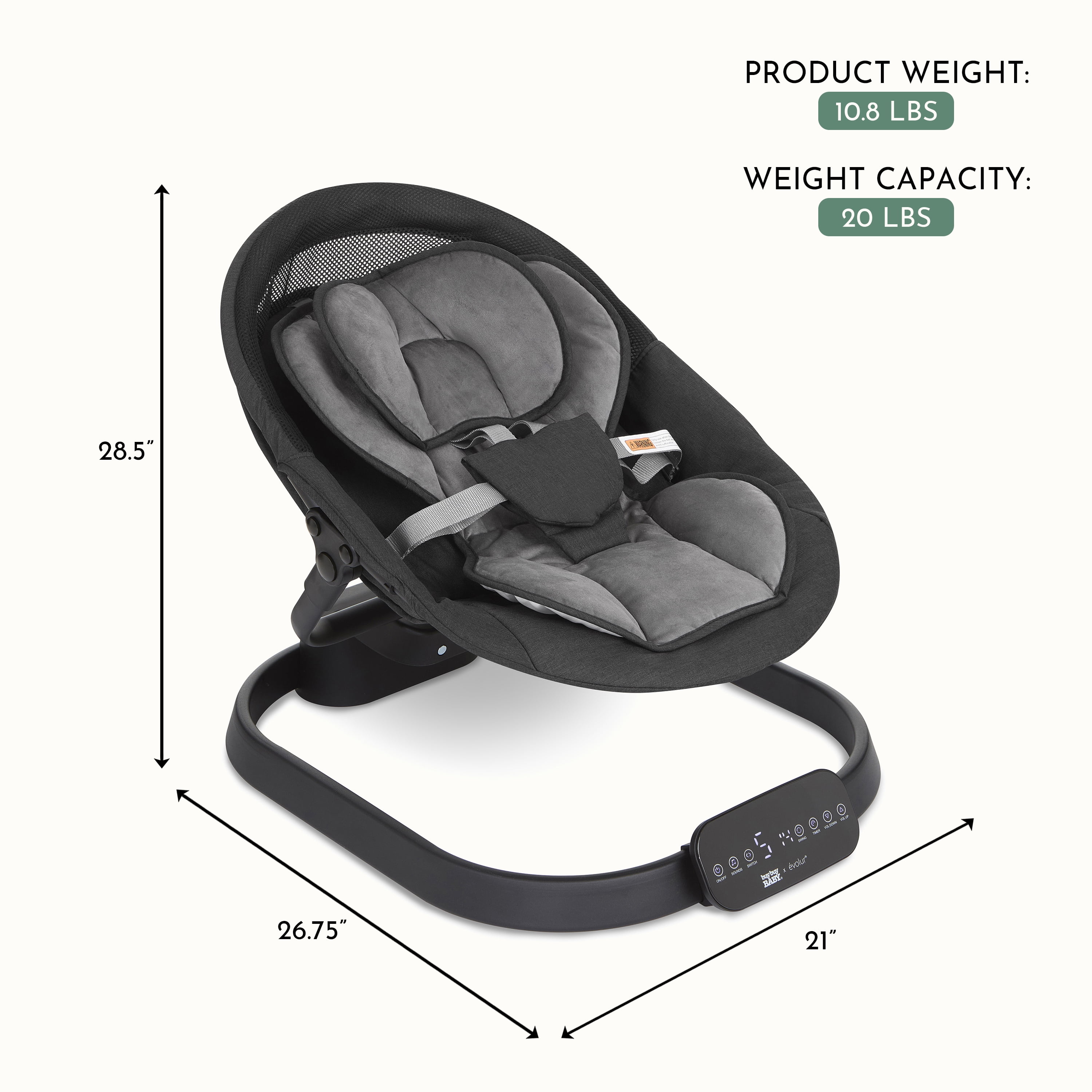 Evolur Comfort Cocoon Swing, Black