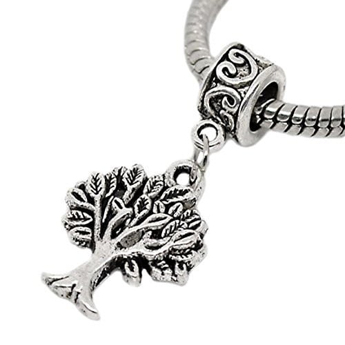 Tree Charm Dangle European Bead Compatible for Most European Snake Chain Bracelet