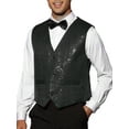 thumbnail image 4 of INSPIRE CHIC Shiny Sequin Vest for Men's V-Neck Party Sleeveless Suit Waistcoat M Black, 4 of 5