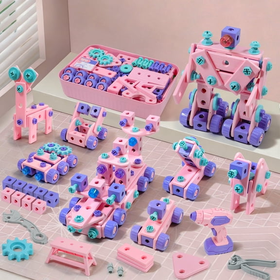 VEAIS 148Pcs Tool Box Building Set for Kids - Pretend Play Construction Toys with Toy Drill, STEM Learning Kit, Safe Non-Toxic, Gift for Boys Girls Ages 3
