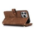 thumbnail image 5 of Decase for iPhone 14 Pro Max Wallet Case (2022 Release), Shockproof PU Leather Zipper Purse with Crossbody Strap & Wrist Strap Card Holder Cover for iPhone 14 Pro Max, Brown, 5 of 9