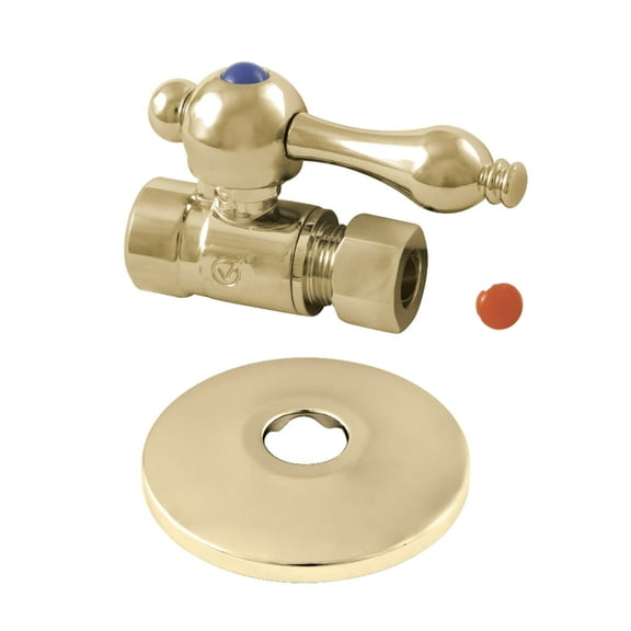 Kingston Brass CC43252K 1/2" Sweat x 3/8" O.D. Comp Straight Stop Valve with Flange, Polished Brass