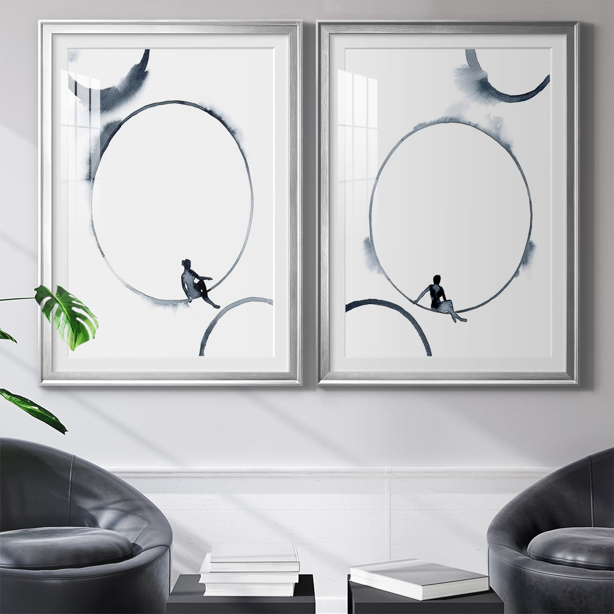 Wexford Home Woman in the Moon I Premium Framed Print, 26.5" x 36.5" - Ready to Hang, Silver (Set of 2)