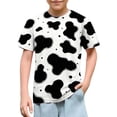 thumbnail image 5 of LYEAA Cow Shirts for Girls Crewneck Short Sleeve Basic Tee Lightweight Pullover Cute Print Funny Casual Tops Black 11T, 5 of 8