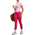 thumbnail image 2 of Women's 2 Piece Gym Set Short Sleeve Zip Up Activewear Top and Leggings, 2 of 9