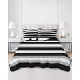 thumbnail image 3 of Black Grey Stripe King Size Down Alternative Comforter, Lightweight Comforter Quilt Bedding Set with Pillow Shams Minimalist Farmhouse Striped All Seasons Bed Comforter Duvet Insert 96"x106", 3 of 7