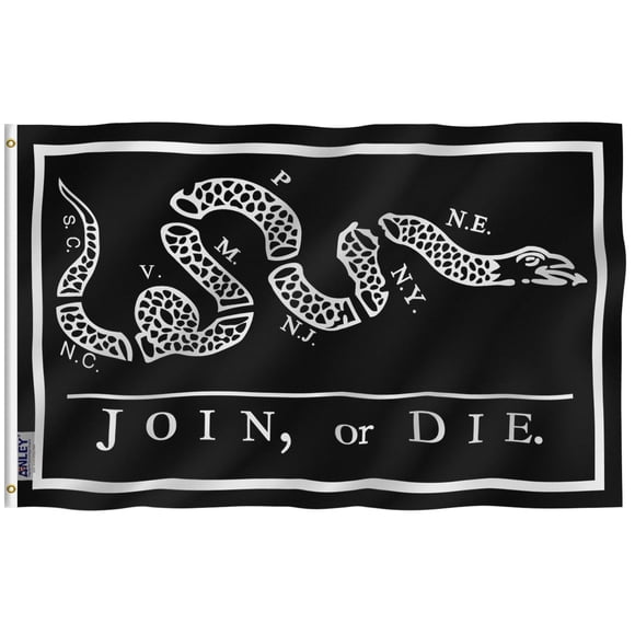 Bandera Anley Black Join Or Die, 90 x 150 cm, poliéster