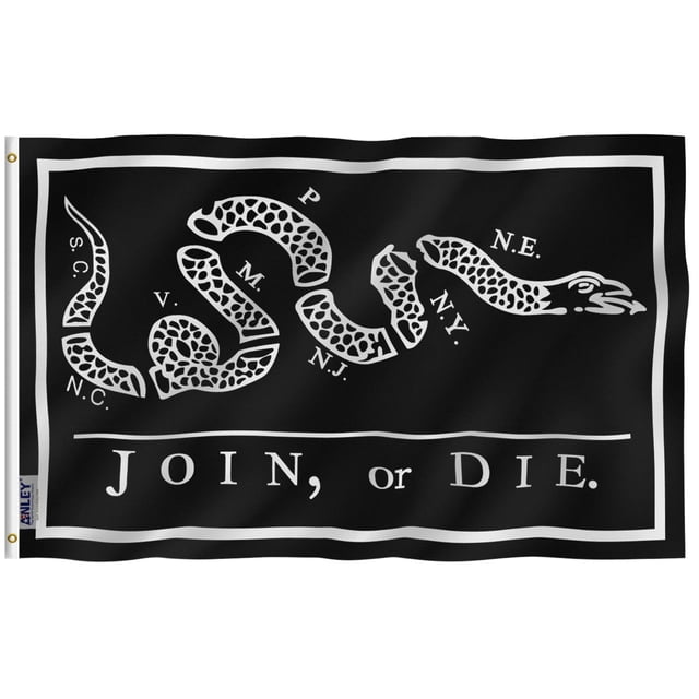 Bandera Anley Black Join Or Die, 90 x 150 cm, poliéster