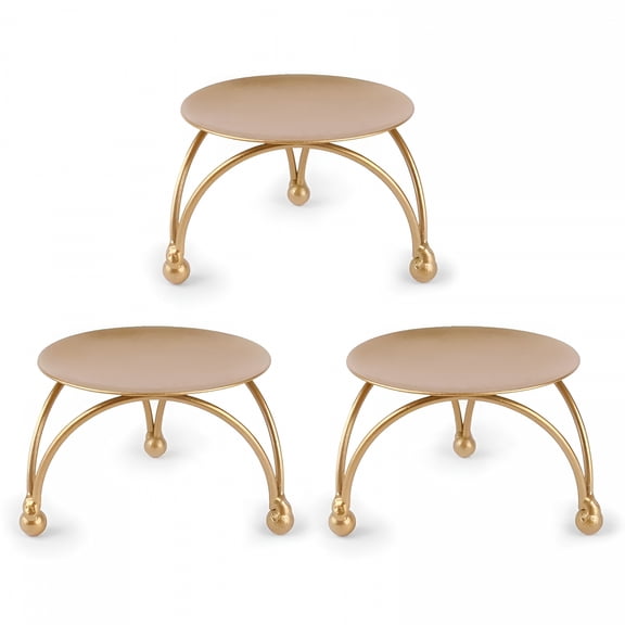 ACDANC Candle Holder, Set of 3 Iron Pillar Candle Holder Decorative Gold Iron Plate Candle Holder 2.7 Inch Diameter Fit Led and Wax Candles, Pedestal Candle Stand for Tables, Wedding