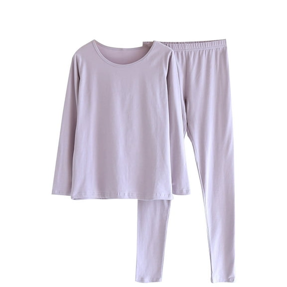cfhntfmh Womens Pajama Sets Cotton Comfy Crewneck Long Sleeve Basic Shirts Soft Stretch Long Pants Loungewear Sleepwear