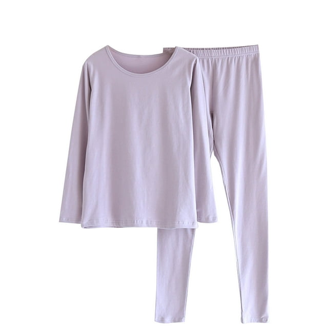 cfhntfmh Ensembles de Pyjama pour Femmes Coton Confortable Col Ras du Cou Manches Longues T-Shirts Basiques Doux Extensibles Pantalons Longs Vêtements de Détente Vêtements de Nuit