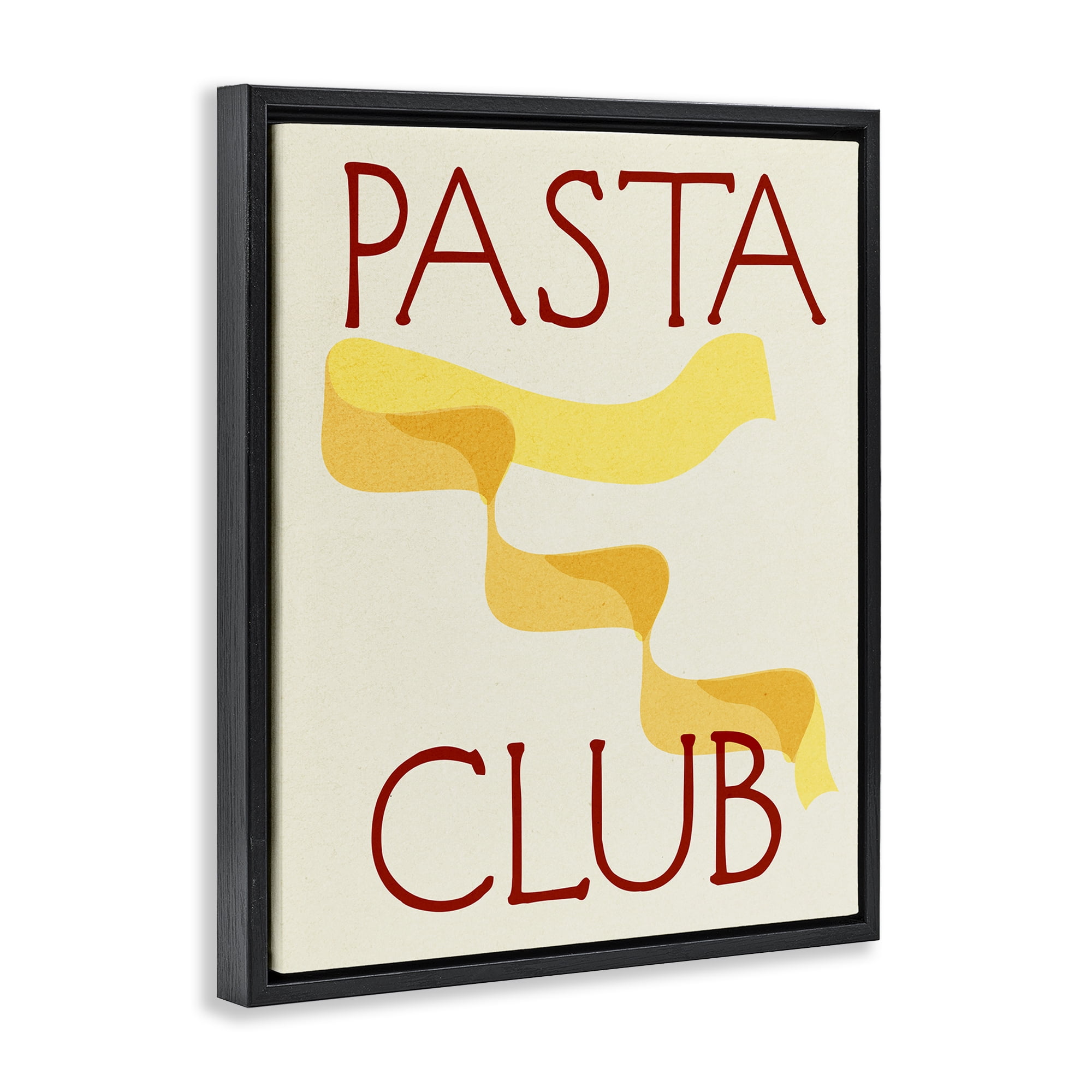 Stupell Industries Pasta Club Phrase Food & Beverage Painting Black Floater Framed Canvas Art Print Wall Art, 17 x 21