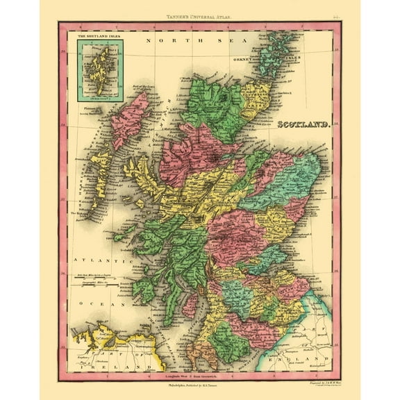 Historic Map - Scotland - Tanner - Vintage Wall Art