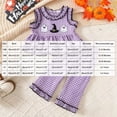 thumbnail image 3 of Vdoaml Toddler Halloween Printed Outfit 2Pcs Little Girls Gingham Sleeveless Top Pants Set Kids Fall Casual Clothes 18-24 Months Purple, 3 of 4