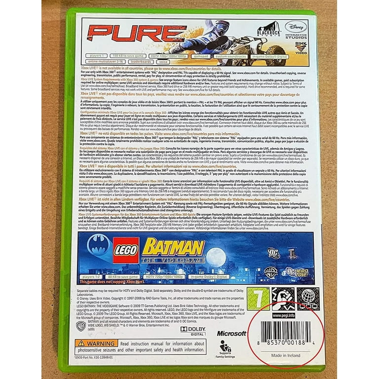 LEGO Batman 1 & 2 Lot Xbox 360 + PURE Motocross 3 Game Bundle, Complete