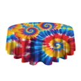 thumbnail image 5 of Colorful Tie Dye Multi Spiral Pattern Round Tablecloth 60"x60",Wrinkle Wipeable Table Cloth for Kitchen Dining Room Picnic Patio Party, 5 of 6