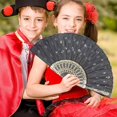thumbnail image 4 of Pure Sequins Plastic Fan Dancing Fan Folding Fan Embroidered Props Hand-embroidered Dance Fan D3R4, 4 of 6