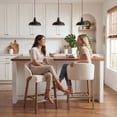 thumbnail image 5 of Guyou Modern Bar Stools Set of 2, 26" Counter Height Bar Stools with Footrests, Linen Upholstered Kitchen Island Chairs for Dining Rooms, Kitchens, and Bars, Beige, 5 of 11