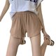 thumbnail image 3 of Pantalones cortos deportivos para mujer, ropa deportiva con cordón de cintura elástica alta para correr y trotar, marrón S, 3 of 12