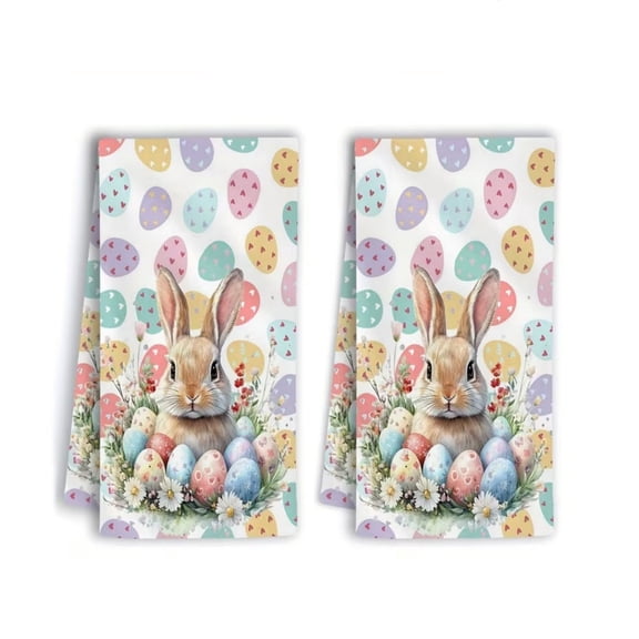 Set Of 2 Kitchen Dishes Towels/Hand Towels Easter Themed 25.9x16.9 Inches Absorbent Kitchen Towels/tea Towels Suitable For Cooking And Baking