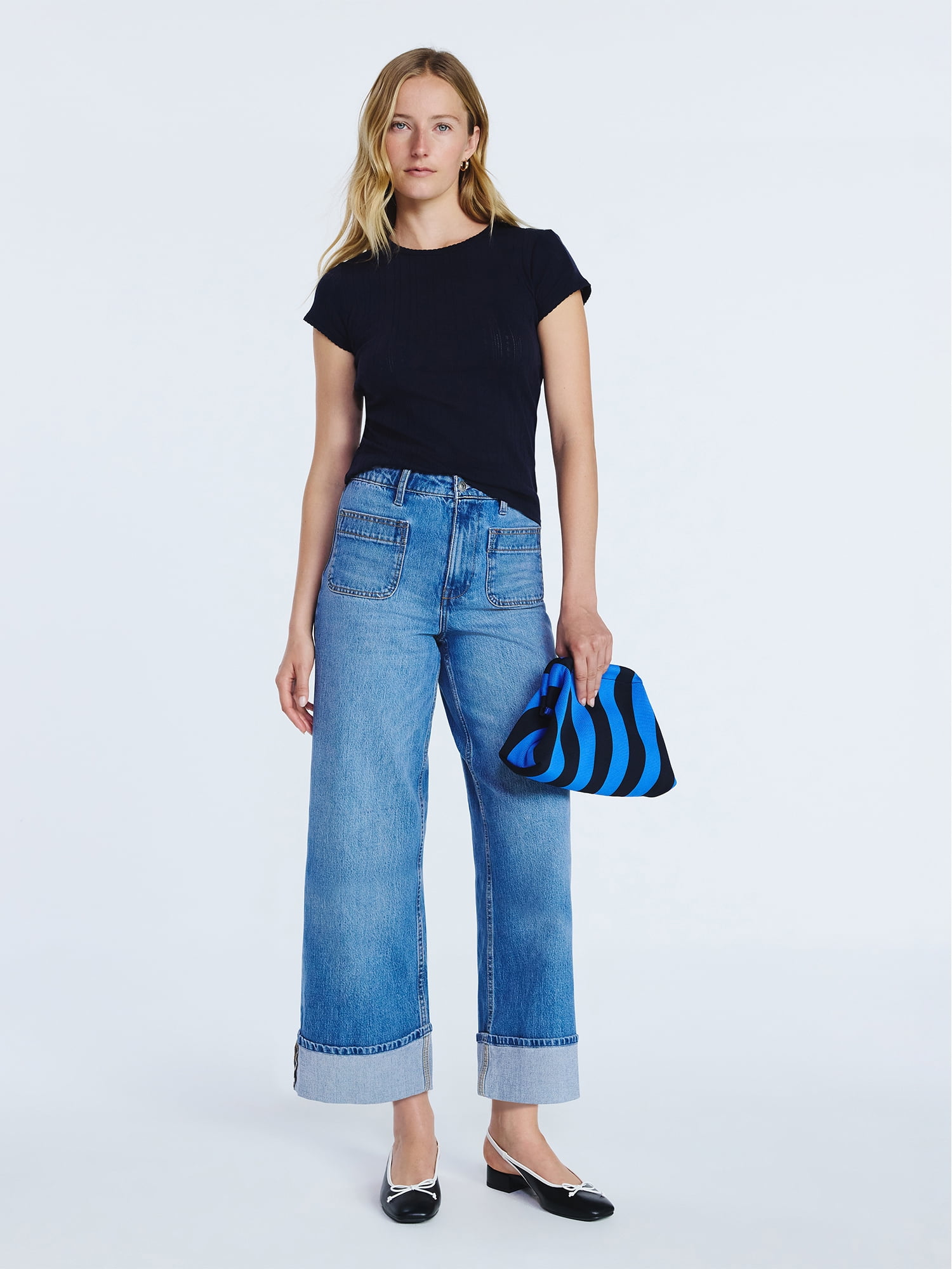 Free Assembly Women's and Women's Plus Pointelle Mini Tee with Short Sleeves, Sizes XS-4X