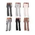 thumbnail image 4 of SUNSIOM Women's Spring Summer Baggy Pants Foldover Waist Solid Color Loose Wide Leg Pants, 4 of 4