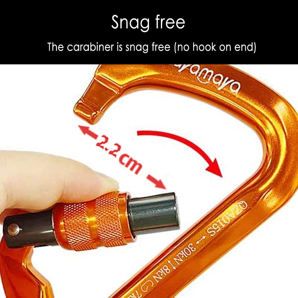 [2 Pack] 30KN Auto Locking Carabiners Aluminum Lightweight D-ring Outdoor Buckle for Climbing Belaying Rappelling Rescue IClover