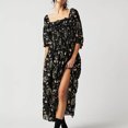 thumbnail image 1 of Vestido estampado floral para mujer Vestido largo fluido y suelto informal Ygjytge Negro T L para Mujer, 1 of 5