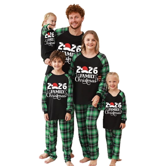 Lvotionpl 2026 Family Matching Christmas Pajamas Set, Christmas PJs for Men Women s, Long Sleeve Tops and Pants, Holiday Family Sleepwear, Xmas Pajama Sets